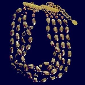 Signed Fine Quality Vintage Carolee 4 Strand Gold Tones Faux Pearls 15-17”